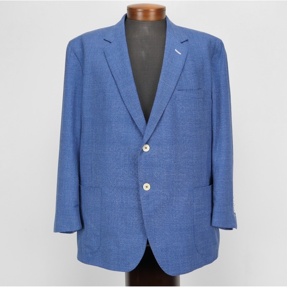 Coppley Hopsack Sport Coat 48R Reda Super 110s Wool Mens Blue Tailored Blazer